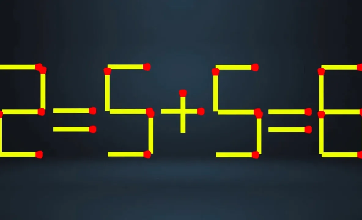 Test IQ cu chibrituri. Poți corecta ecuația 2 = 5+5 = 6 mutând un singur băț? Puțini găsesc răspunsul