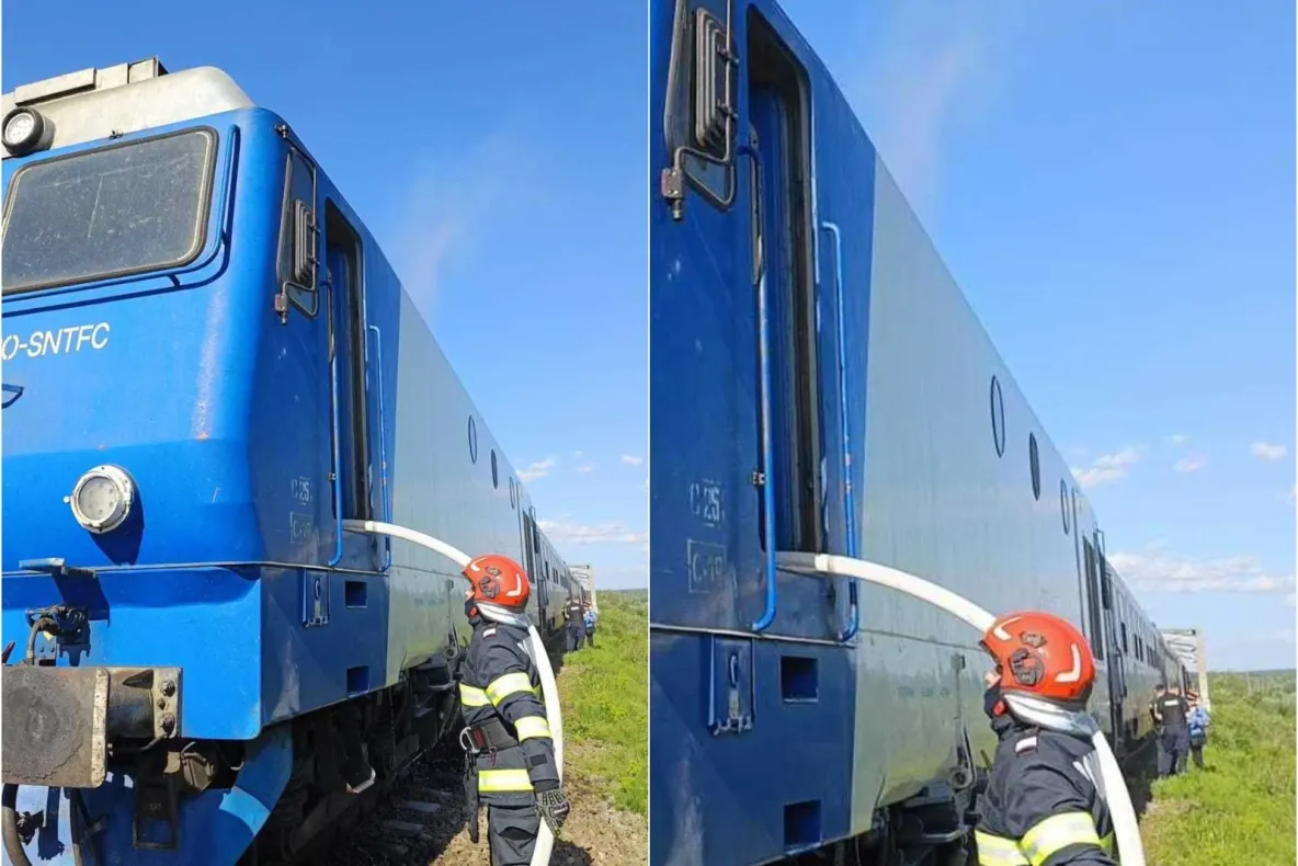 Trafic feroviar blocat în Maramureș. Incendiu la locomotiva unui tren cu 120 de călători 