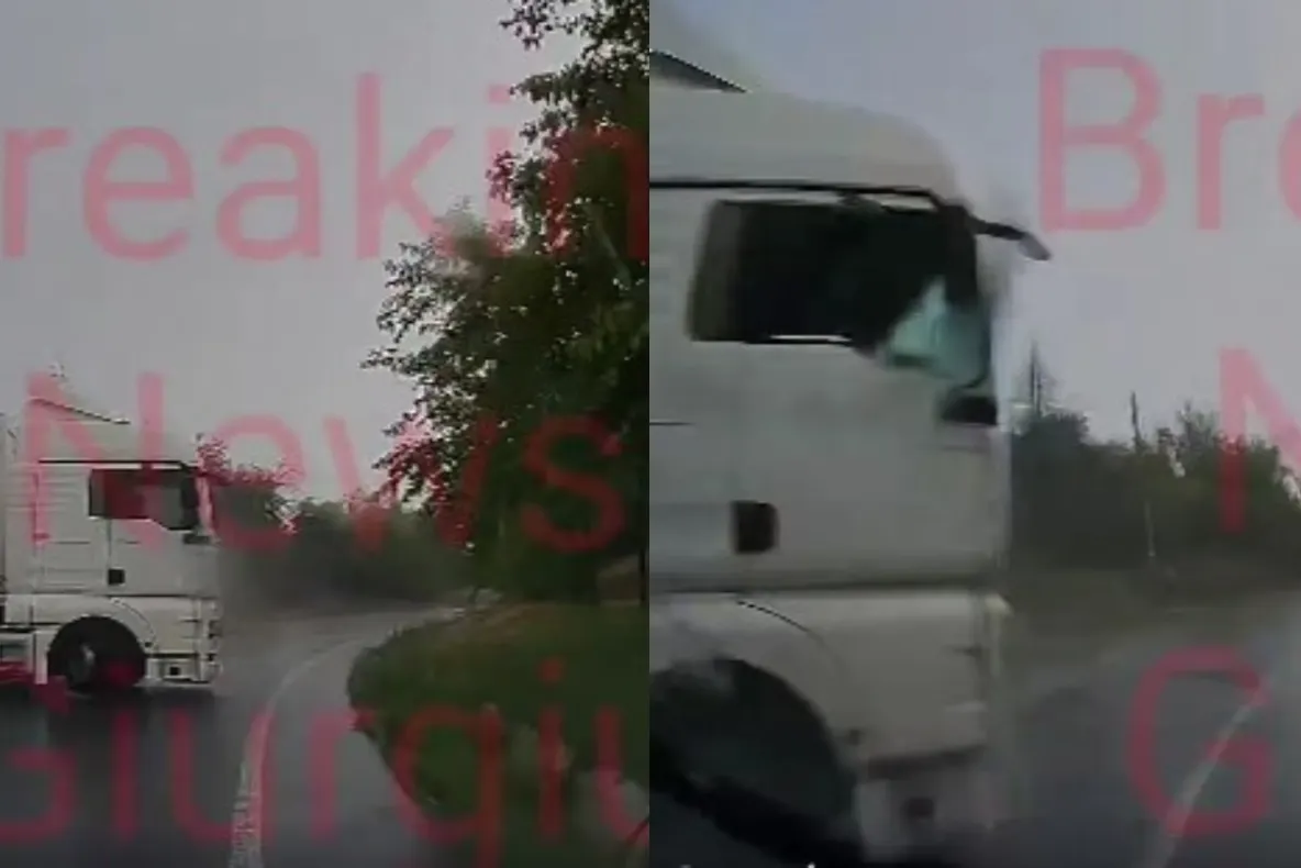 Moment dramatic în Giurgiu: o șoferiță a evitat la limită o tragedie după ce un TIR a derapat și a intrat pe sensul său de mers