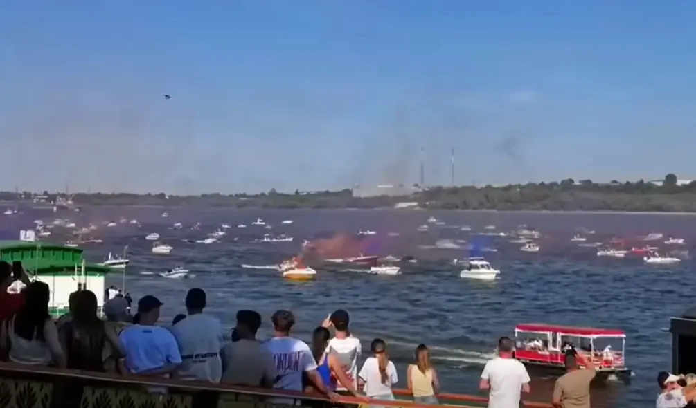 Dunărea, „asaltată” de sute de ambarcațiuni. Eveniment spectaculos între Giurgiu și Ruse - VIDEO