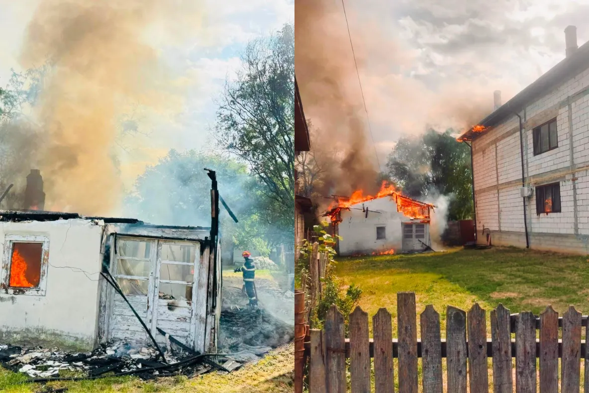 Incendiu puternic în Bolintin Vale: două gospodării au fost cuprinse de flăcări