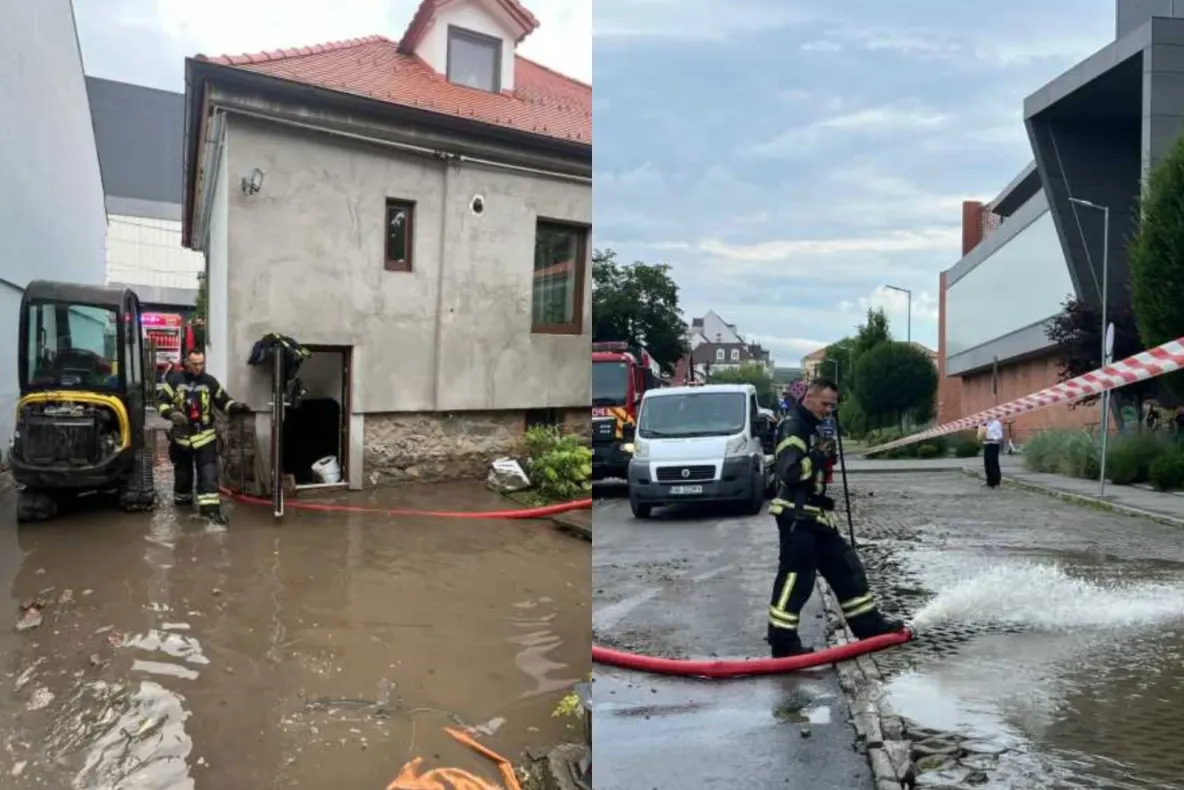 Sibiul este sub ape în urma furtunilor devastatoare. Sediile IPJ, SRI și Spitalului de Pediatrie, printre zecile de imobile inundate-FOTO