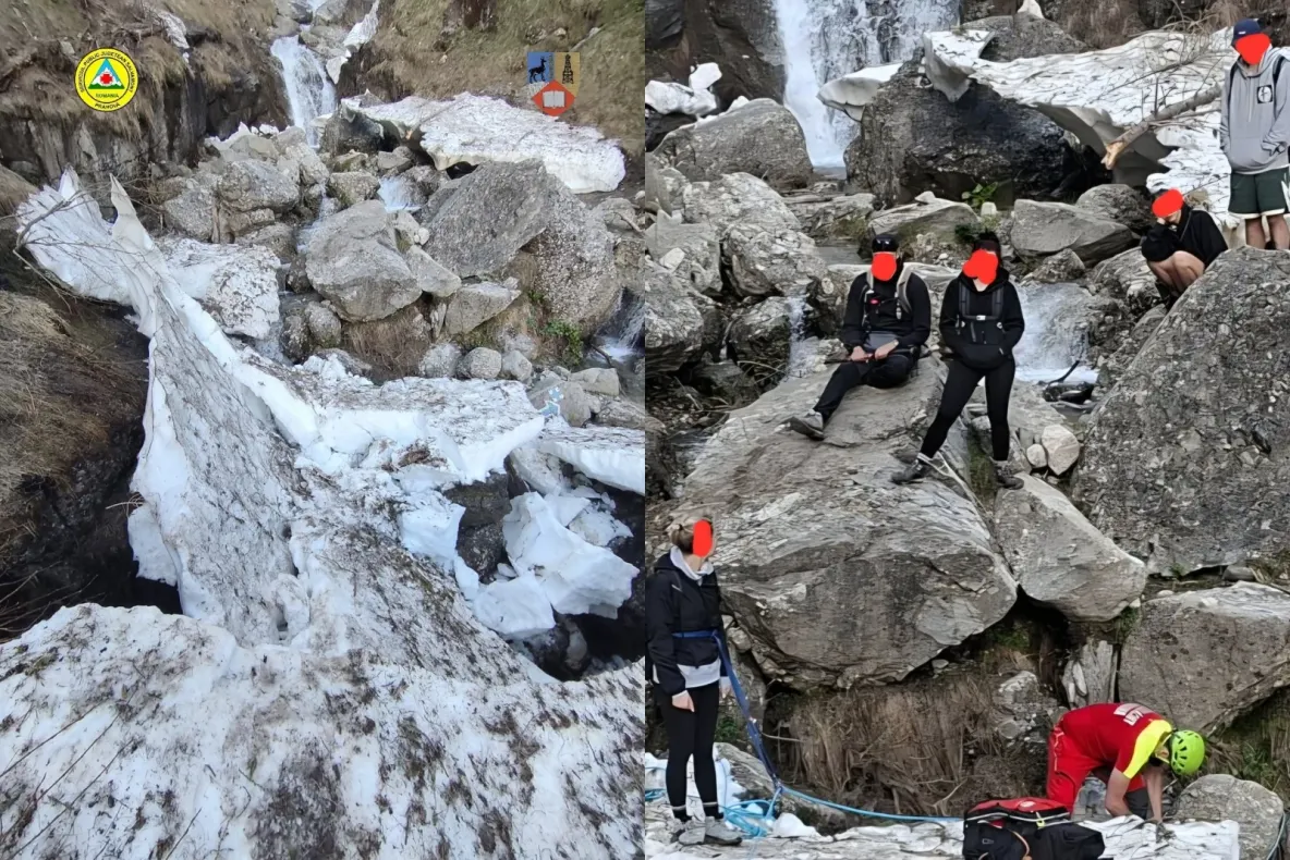 Traseul Jepii Mici din Bucegi rămâne închis. Un pod de gheaţă s-a rupt sub un grup de turişti - FOTO