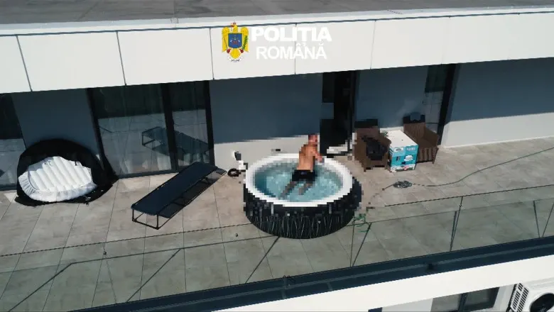 Traficant de droguri urmărit internațional, săltat de mascați din piscină la Bistrița - VIDEO