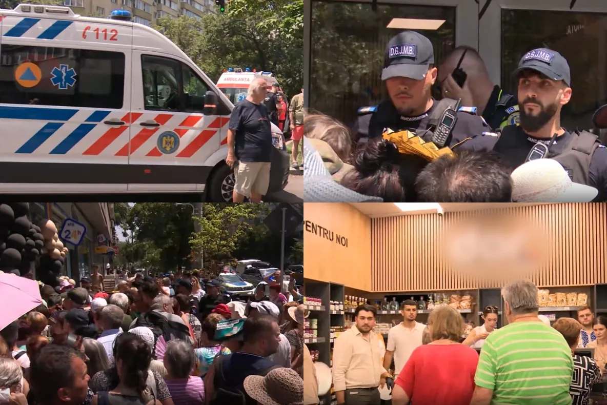 Isterie la deschiderea unui magazin din Capitală. Pensionari luați cu ambulanța, s-au îmbrâncit pentru cașcaval la 3 lei și sare la 1 leu