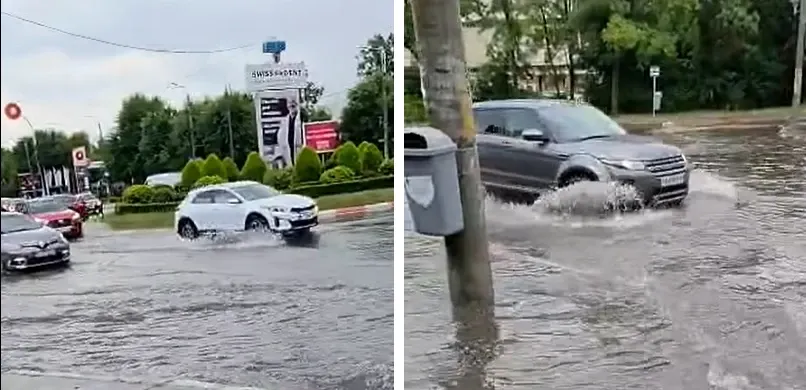 Potop la Ploiești. Furtuna a înecat orașul în câteva minute, iar mai multe străzi au fost acoperite de apă - VIDEO