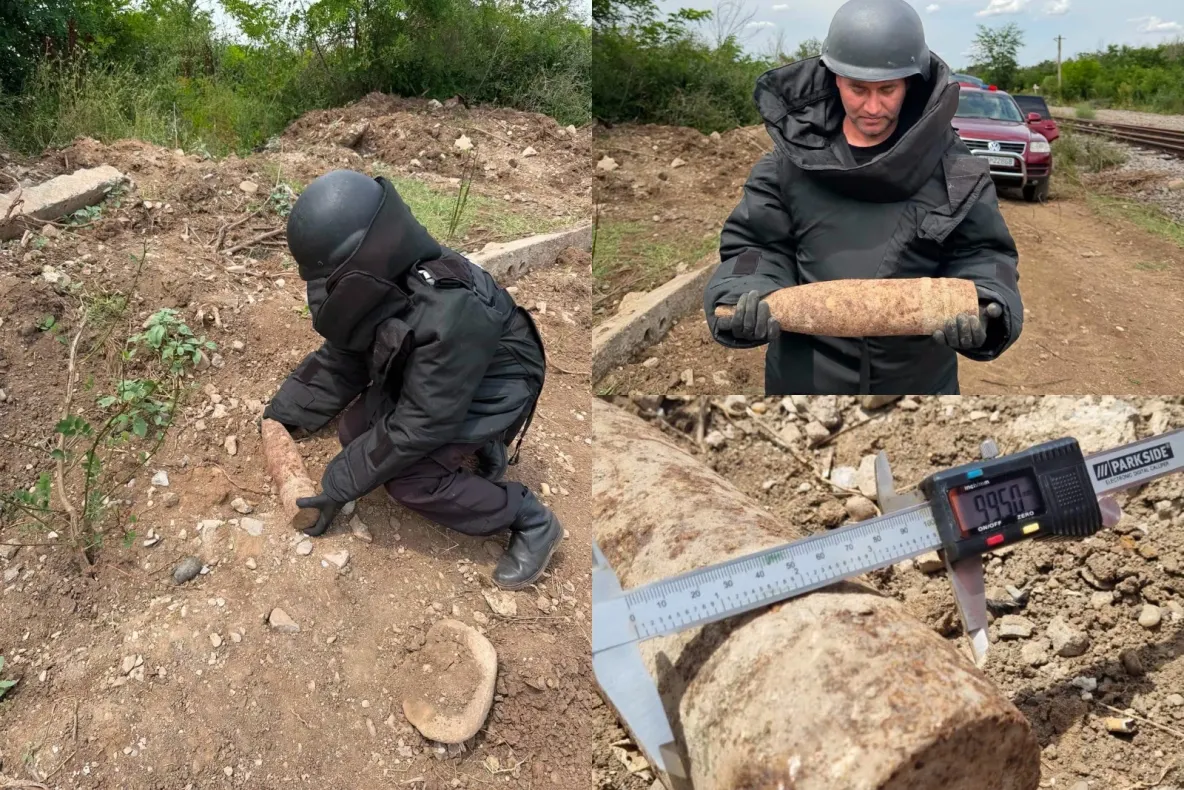 Alertă în județul Giurgiu. Proiectil exploziv de 100 de milimetri, descoperit în timpul lucrărilor de reabilitare a căii ferate -FOTO