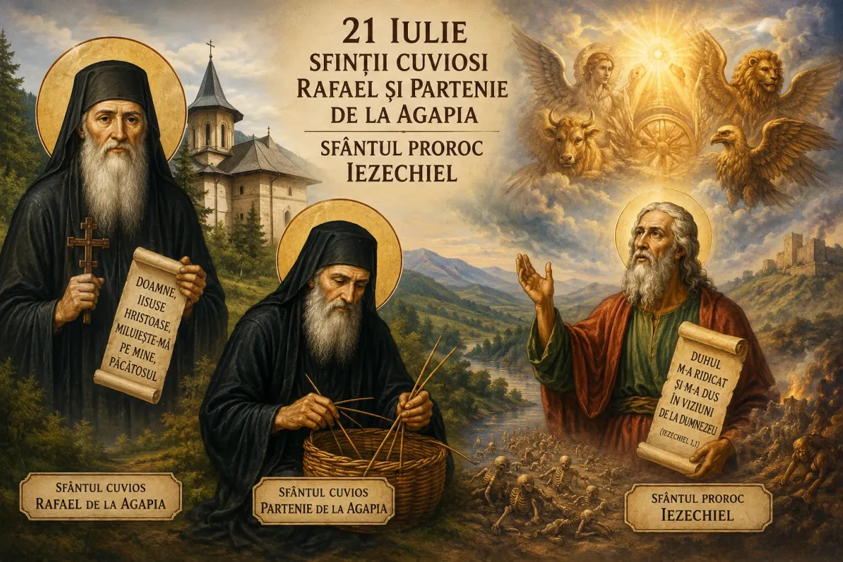 Sărbătoarea zilei: Sfinții Cuvioși Rafael și Partenie de la Agapia, cinstiți pe 21 iulie