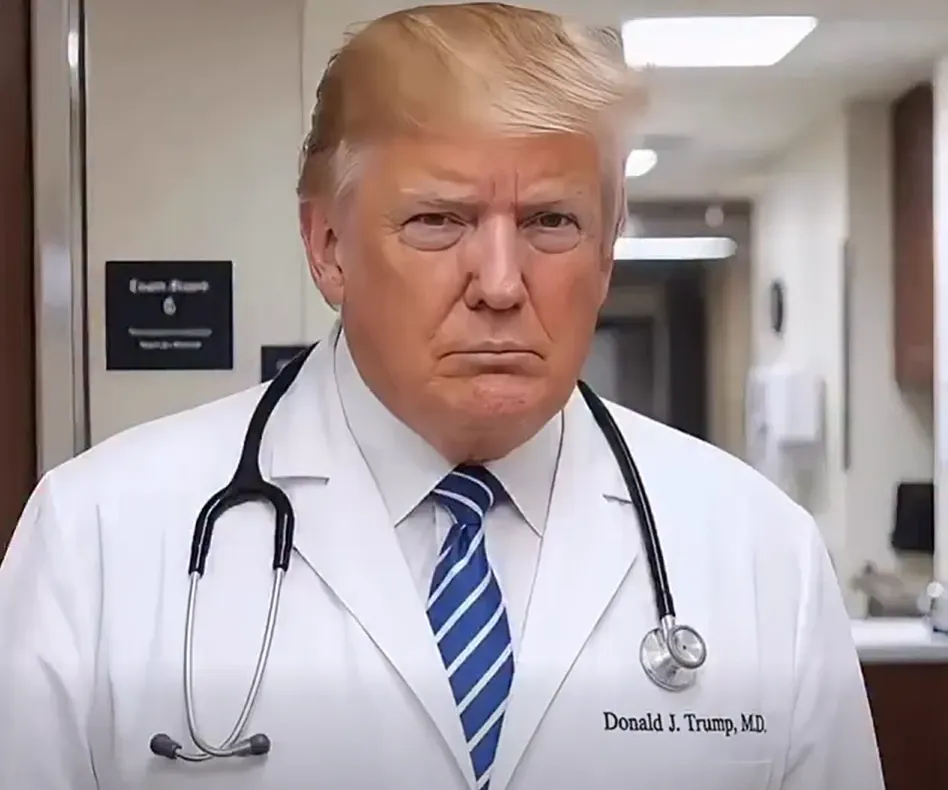 Trump apare în halat de medic într-un clip făcut cu AI și îi ia peste picior pe Robert De Niro, Julia Roberts și alte vedete