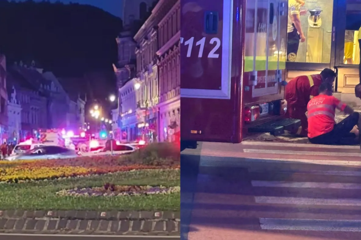 Accident TERIFIANT în centrul Brașovului! O mașină a intrat în trecători: un mort și mai mulți răniți