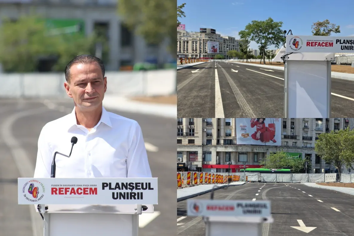 Circulația rutieră se redeschide în Piața Unirii, pe drumul care face legătura între Splaiul Independenței și Bulevardul Corneliu Coposu