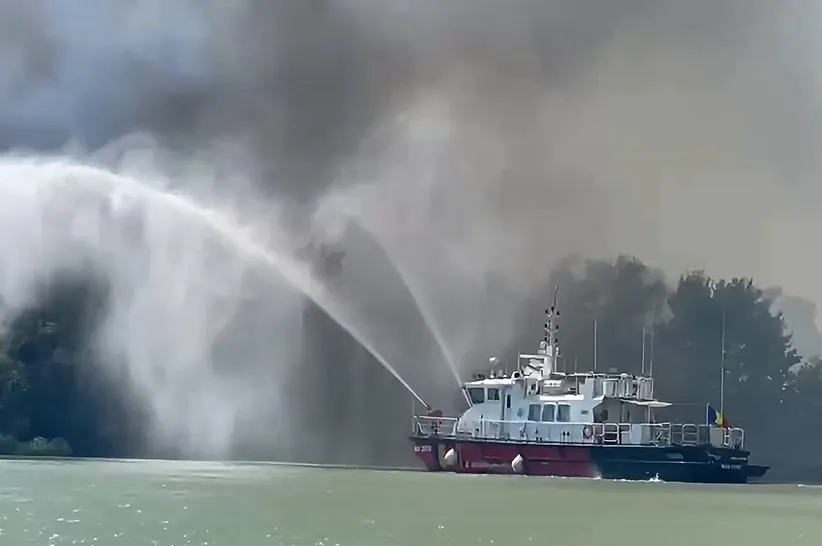 Incendiu de amploare în Delta Dunării: 700 de hectare de vegetație, afectate pe Ostrovul Babina: intervin pompierii VIDEO