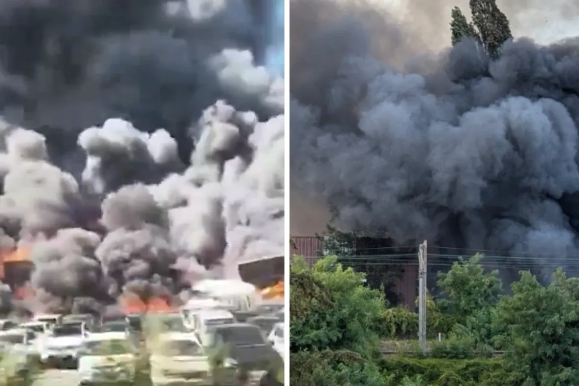 Incendiu devastator lângă unul dintre cele mai mari aeroporturi din Franța. Imaginile amintesc de depozitele "Amazonului rusesc" lovite de drone – VIDEO