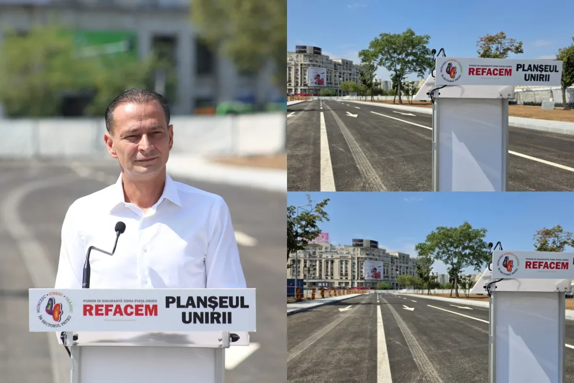 Circulația rutieră se redeschide în Piața Unirii, pe drumul care face legătura între Splaiul Independenței și Bulevardul Corneliu Coposu