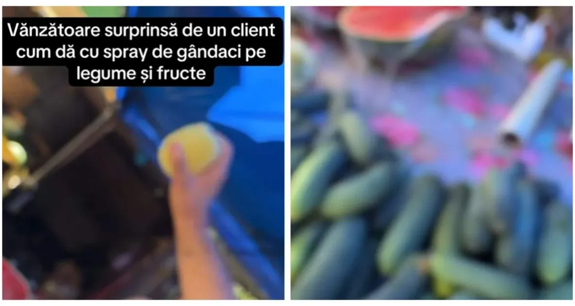 O vânzătoare a fost filmată în timp ce pulveriza spray împotriva insectelor pe legume. Explicația femeii a stârnit controverse