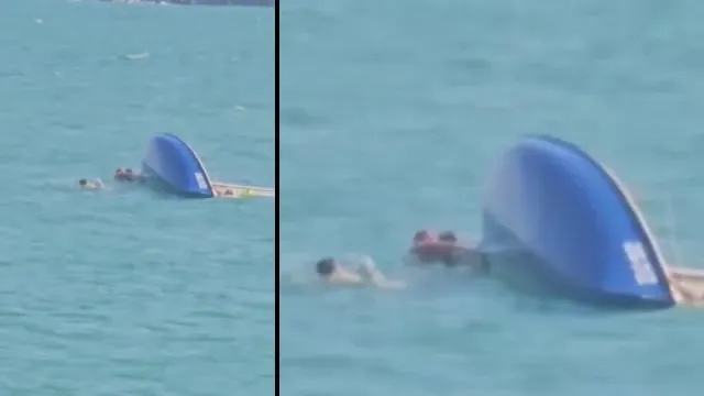 Velier răsturnat în Mangalia, la câțiva metri de mal. Turiștii nu purtau vestă de salvare