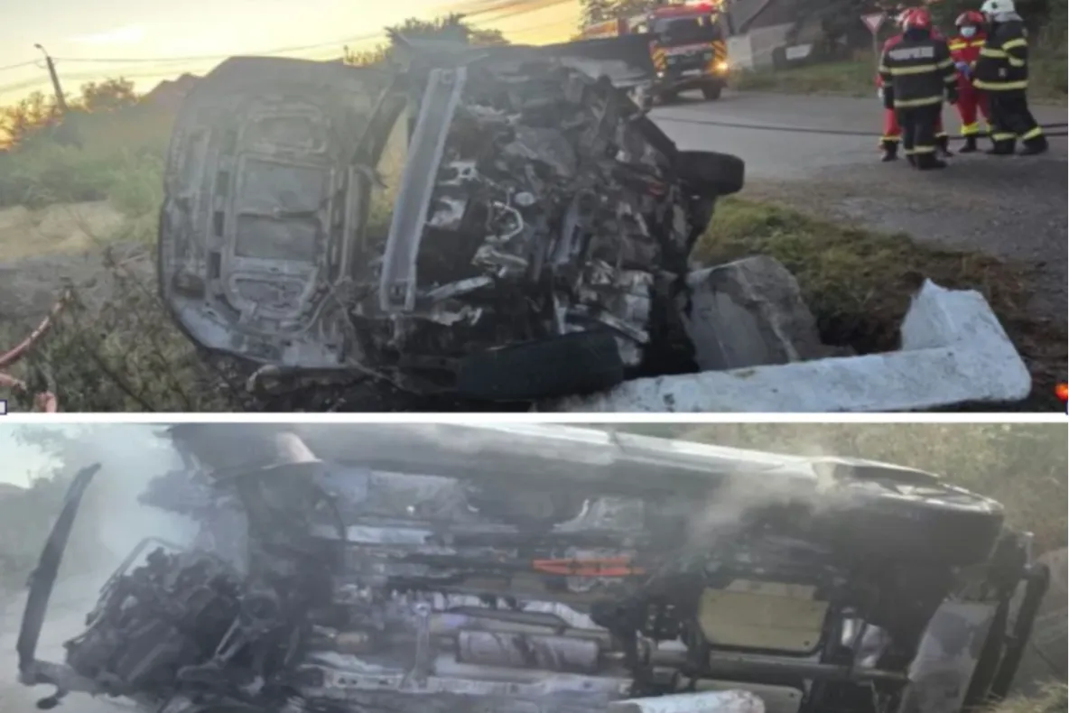 Tragedie rutieră în județul Suceava. Două persoane au fost găsite carbonizate într-un autoturism
