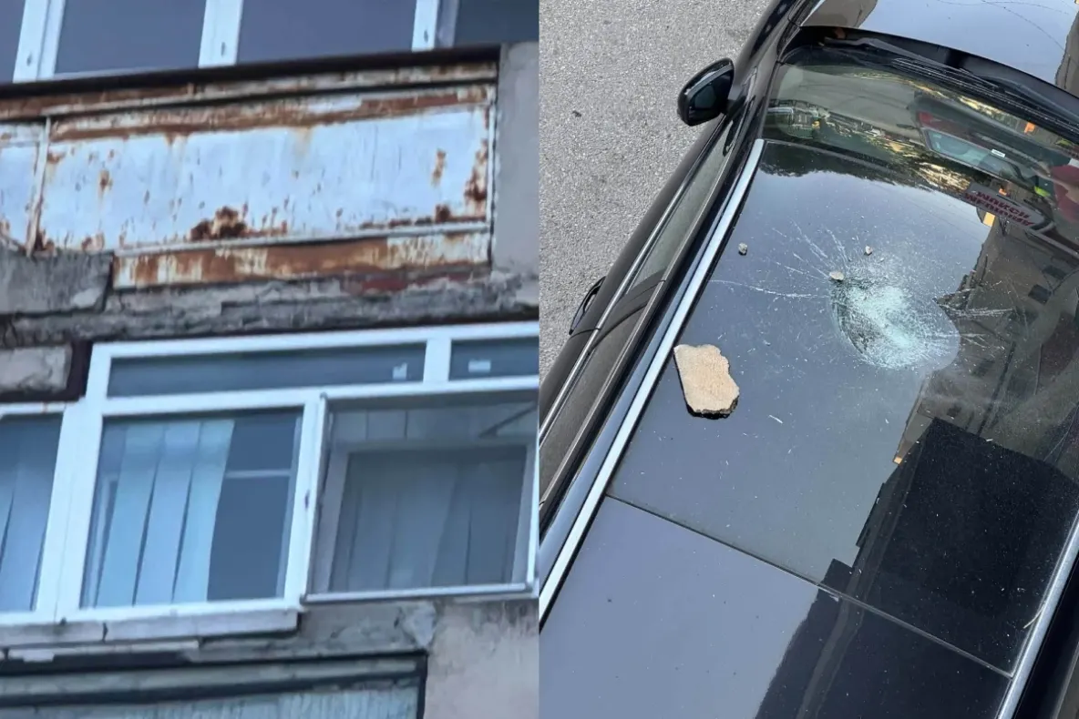 Pericol în centrul Alexandriei: bucăți masive de tencuială s-au desprins de pe un bloc