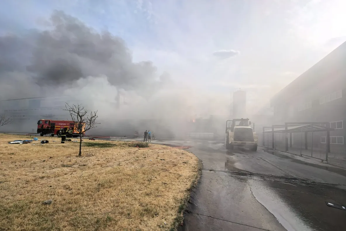 Incendii devastatoare la periferia Drobeta‑Turnu Severin. O hală industrială a ars pe mii de metri pătrați, pompieri din 4 județe mobilizați la intervenție