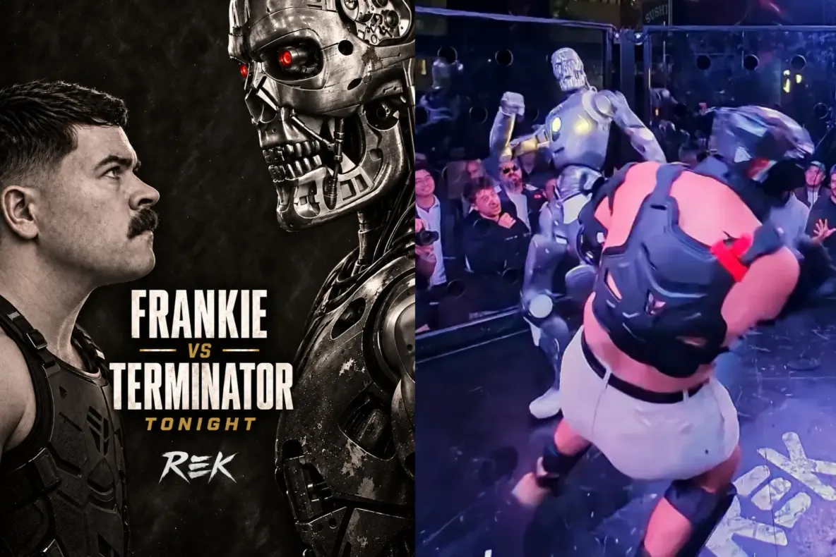 Prima luptă din istorie între un om și un robot Terminator. Cine a ieșit șifonat din cușcă