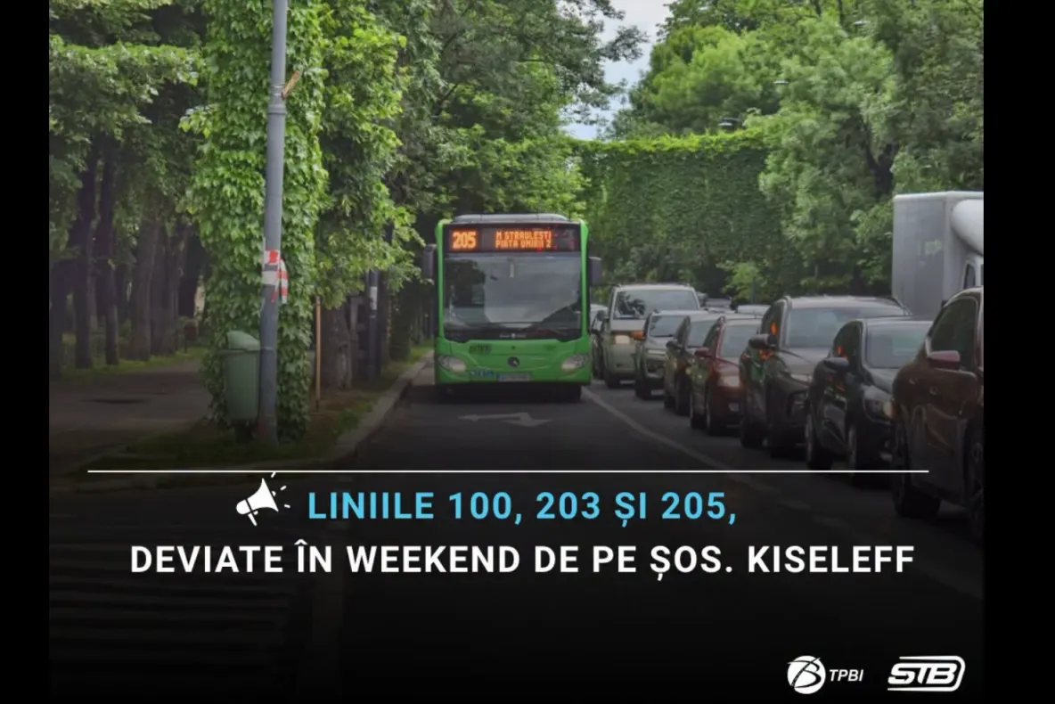 Liniile 100, 203 și 205 circulă pe trasee modificate din cauza restricțiilor de trafic de pe Șos. Kiseleff