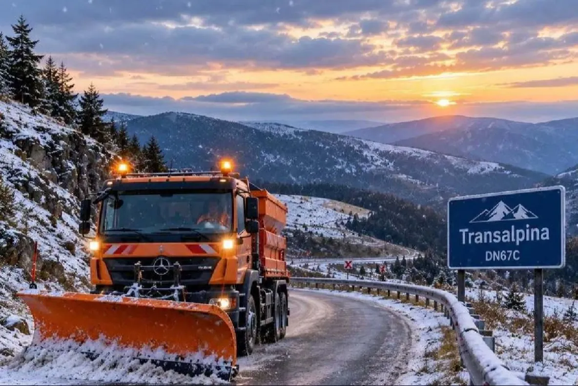 Iarna pune stăpânire pe șoselele montane. Lapoviță și ninsoare pe Transalpina, între Rânca și Obârșia Lotrului