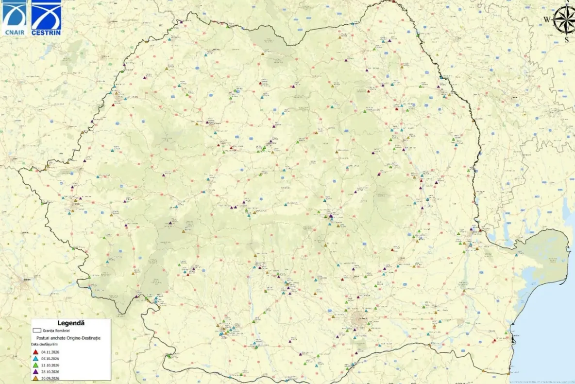 CNAIR a publicat harta punctelor de anchetă Origine-Destinație. Ce informații trebuie să le ofere șoferii recenzorilor