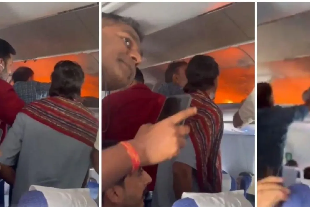 Panică la bordul unui avion! O baterie externă a luat foc în timpul zborului. Pasagerii au sărit să stingă flăcările - VIDEO