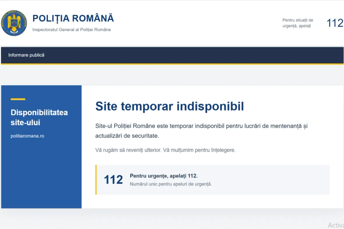 Site-ul Poliției Române și paginile inspectoratelor județene, indisponibile temporar. Explicația oficială a instituției