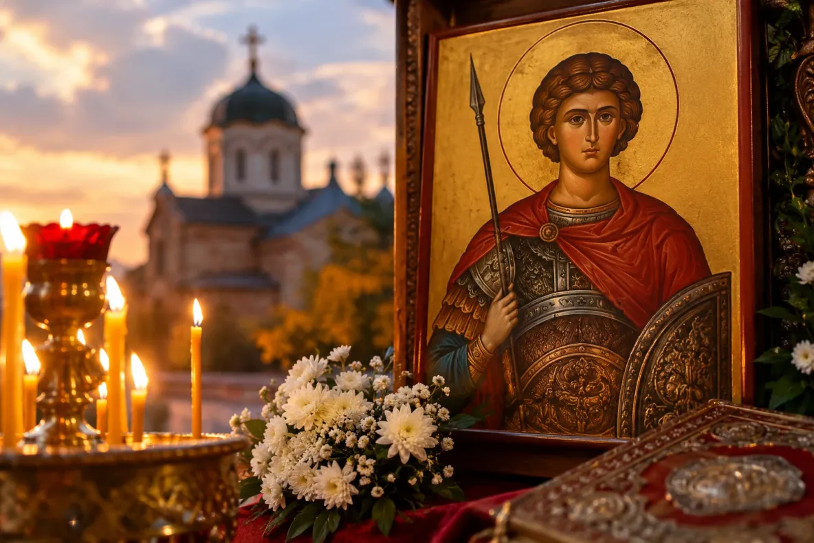 Sărbătoarea zilei, 26 octombrie: Sfântul Mare Mucenic Dimitrie, Izvorâtorul de Mir. Cruce roșie în calendar