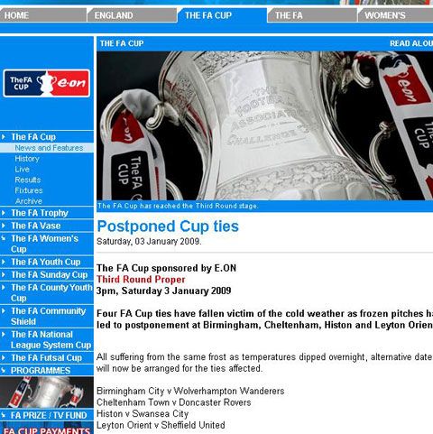 Anglia: 13 meciuri amânate din cauza temperaturilor scăzute 