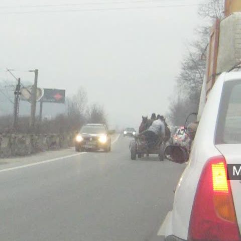 Un căruţaş a încercat să evite pe contrasens o coloană de maşini 