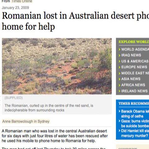 Un explorator român a fost salvat după şase zile petrecute în deşert după ce a sunat în România