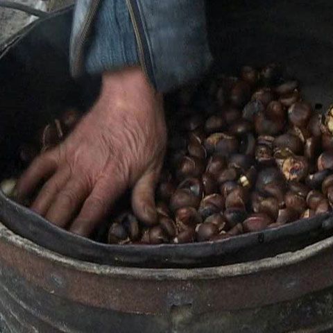 Moş Ianoş vinde castane în Cetatea Medievală de peste 20 de ani 