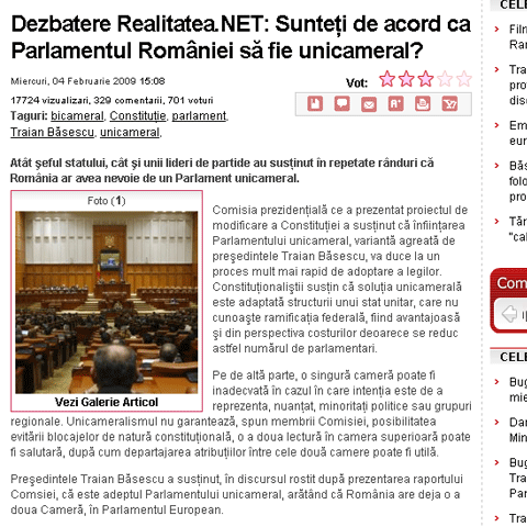 Cititorii Realitatea.NET oferă argumente pro şi contra parlamentului   unicameral