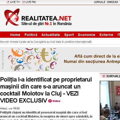 Realitatea.NET vizează poziţia nr. 1 în clasamentul SATI numai prin metode tehnice corecte şi cu respectarea strictă a deontologiei profesionale