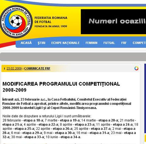 Campionatul Ligii I se va încheia la 10 iunie, iar finala Cupei se va disputa trei zile mai târziu