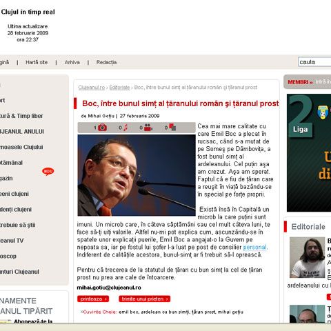 Premierul Emil Boc atacat în presa clujeană