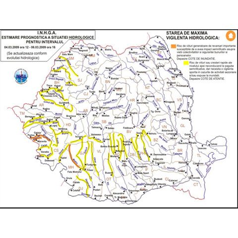 Hidrologii au emis avertizări cod portocaliu de inundaţii 