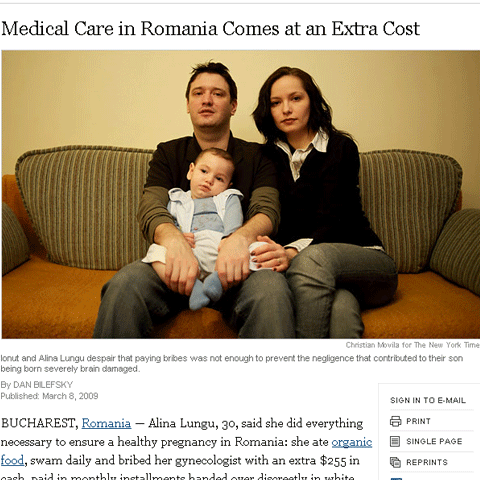 The New York Times: Mita a infectat fiecare nivel al sistemului sanitar românesc