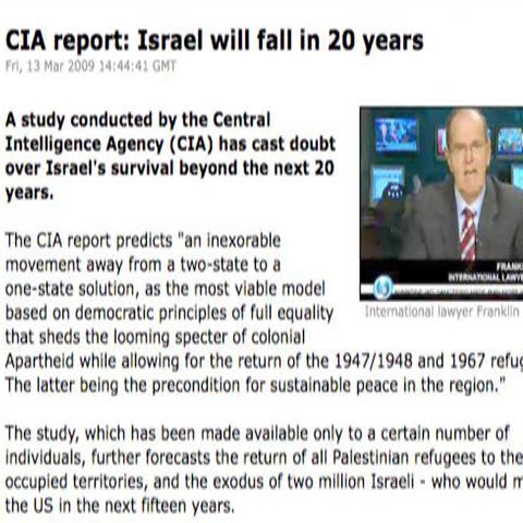 Press TV: Un raport CIA susţine că Israelul va dispărea în 20 de ani 