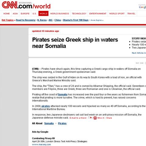 Trei marinari români au fost luaţi ostatici de piraţii somalezi