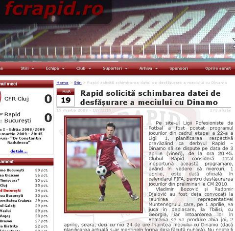 Rapid cere LPF modificarea datei de disputare a derby-ului cu Dinamo