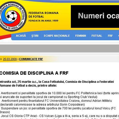 Politehnica Iaşi, amendată cu 10.000 de lei de Comisia de Disciplină a FRF