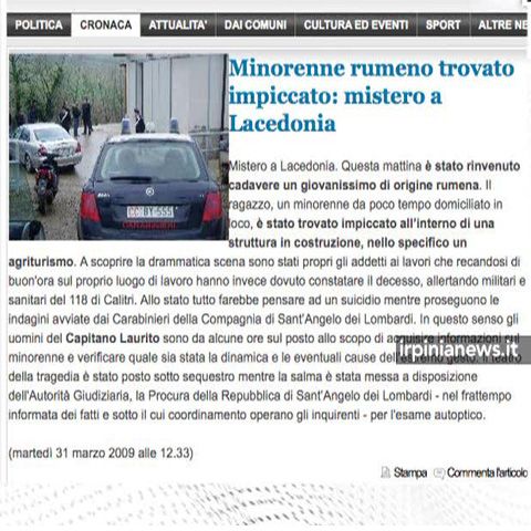 Un adolescent român a fost găsit spânzurat în sudul Italiei