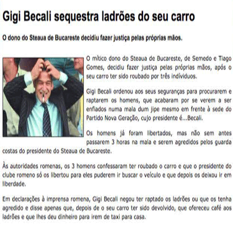 Ştirea despre reţinerea lui Gigi Becali a făcut înconjurul lumii