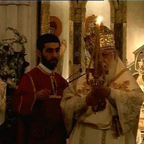 Preşedintele georgian a venit la slujba de Înviere alături de familie 