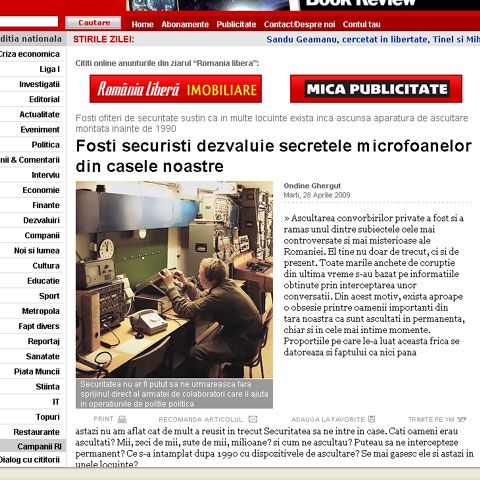 În multe locuinţe mai există aparatură de ascultare montată de fosta Securitate înainte de 1990, scrie România liberă