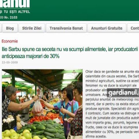 GARDIANUL: I.Sârbu spune că seceta nu va scumpi produsele alimentare 
