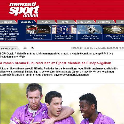 Liga Europa: Presa ungară scrie că Ujpest a avut ghinion la tragerea la sorţi